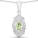 0.55 Carat Genuine Peridot and White Topaz .925 Sterling Silver Pendant-4