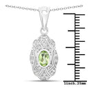 0.55 Carat Genuine Peridot and White Topaz .925 Sterling Silver Pendant-6