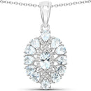 1.89 Carat Genuine Aquamarine and White Topaz .925 Sterling Silver Pendant-4