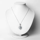 1.89 Carat Genuine Aquamarine and White Topaz .925 Sterling Silver Pendant-5