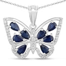 1.67 Carat Genuine Blue Sapphire and White Zircon .925 Sterling Silver Pendant-5