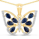 1.67 Carat Genuine Blue Sapphire and White Zircon .925 Sterling Silver Pendant-5