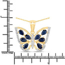 1.67 Carat Genuine Blue Sapphire and White Zircon .925 Sterling Silver Pendant-7