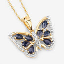 1.67 Carat Genuine Blue Sapphire and White Zircon .925 Sterling Silver Pendant-8