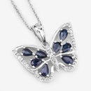 1.67 Carat Genuine Blue Sapphire and White Zircon .925 Sterling Silver Pendant-8