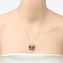 1.67 Carat Genuine Blue Sapphire and White Zircon .925 Sterling Silver Pendant-10