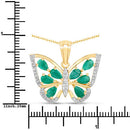 1.91 Carat Genuine Emerald and White Zircon .925 Sterling Silver Pendant-7