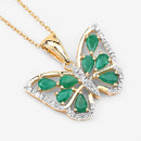 1.91 Carat Genuine Emerald and White Zircon .925 Sterling Silver Pendant-8