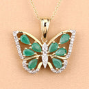 1.91 Carat Genuine Emerald and White Zircon .925 Sterling Silver Pendant-9