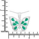 1.91 Carat Genuine Emerald and White Zircon .925 Sterling Silver Pendant-7