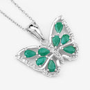1.91 Carat Genuine Emerald and White Zircon .925 Sterling Silver Pendant-8