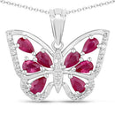 2.07 Carat Genuine Ruby and White Zircon .925 Sterling Silver Pendant-5