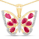 2.07 Carat Genuine Ruby and White Zircon .925 Sterling Silver Pendant-5