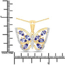 1.75 Carat Genuine Tanzanite and White Zircon .925 Sterling Silver Pendant-7