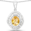 4.18 Carat Genuine Citrine and White Topaz .925 Sterling Silver Pendant-2