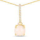 0.53 Carat Genuine Ethiopian Opal and White Diamond 10K Yellow Gold Pendant-6