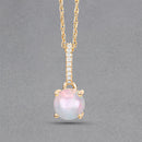 0.53 Carat Genuine Ethiopian Opal and White Diamond 10K Yellow Gold Pendant-9