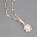 0.53 Carat Genuine Ethiopian Opal and White Diamond 10K Yellow Gold Pendant-10