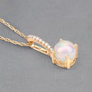 0.53 Carat Genuine Ethiopian Opal and White Diamond 10K Yellow Gold Pendant-12