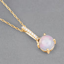 0.53 Carat Genuine Ethiopian Opal and White Diamond 10K Yellow Gold Pendant-13
