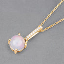 0.53 Carat Genuine Ethiopian Opal and White Diamond 10K Yellow Gold Pendant-14