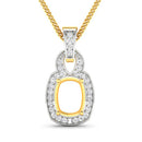 0.25 Carat Genuine White Diamond 14K Yellow Gold Semi Mount Pendant - holds 9x7mm Cushion Gemstone-5