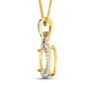 0.25 Carat Genuine White Diamond 14K Yellow Gold Semi Mount Pendant - holds 9x7mm Cushion Gemstone-6