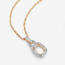 0.25 Carat Genuine White Diamond 14K Yellow Gold Semi Mount Pendant - holds 9x7mm Cushion Gemstone-9
