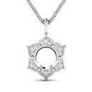 0.14 Carat Genuine White Diamond 14K White Gold Semi Mount Pendant - holds 8.00mm Round Gemstone-5