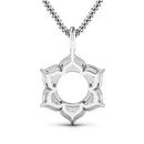 0.14 Carat Genuine White Diamond 14K White Gold Semi Mount Pendant - holds 8.00mm Round Gemstone-7