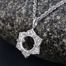 0.14 Carat Genuine White Diamond 14K White Gold Semi Mount Pendant - holds 8.00mm Round Gemstone-8