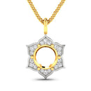 0.14 Carat Genuine White Diamond 14K Yellow Gold Semi Mount Pendant - holds 8.00mm Round Gemstone-5