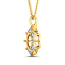 0.14 Carat Genuine White Diamond 14K Yellow Gold Semi Mount Pendant - holds 8.00mm Round Gemstone-6