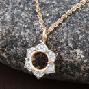0.14 Carat Genuine White Diamond 14K Yellow Gold Semi Mount Pendant - holds 8.00mm Round Gemstone-8