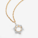 0.14 Carat Genuine White Diamond 14K Yellow Gold Semi Mount Pendant - holds 8.00mm Round Gemstone-9