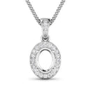 0.18 Carat Genuine White Diamond 14K White Gold Semi Mount Pendant - holds 8x6mm Oval Gemstone-5