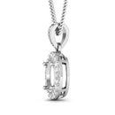 0.18 Carat Genuine White Diamond 14K White Gold Semi Mount Pendant - holds 8x6mm Oval Gemstone-6