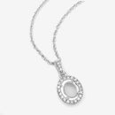0.18 Carat Genuine White Diamond 14K White Gold Semi Mount Pendant - holds 8x6mm Oval Gemstone-9