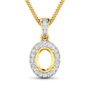 0.18 Carat Genuine White Diamond 14K Yellow Gold Semi Mount Pendant - holds 8x6mm Oval Gemstone-5