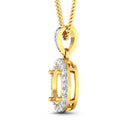 0.18 Carat Genuine White Diamond 14K Yellow Gold Semi Mount Pendant - holds 8x6mm Oval Gemstone-6