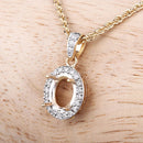 0.18 Carat Genuine White Diamond 14K Yellow Gold Semi Mount Pendant - holds 8x6mm Oval Gemstone-8