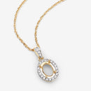 0.18 Carat Genuine White Diamond 14K Yellow Gold Semi Mount Pendant - holds 8x6mm Oval Gemstone-9