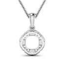 0.09 Carat Genuine White Diamond 14K White Gold Semi Mount Pendant - holds 8x8mm Cushion Gemstone-6