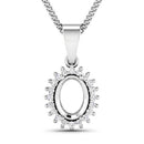 0.13 Carat Genuine White Diamond 14K White Gold Semi Mount Pendant - holds 8x6mm Oval Gemstone-4
