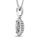 0.13 Carat Genuine White Diamond 14K White Gold Semi Mount Pendant - holds 8x6mm Oval Gemstone-5
