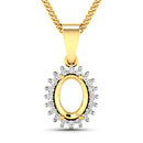 0.13 Carat Genuine White Diamond 14K Yellow Gold Semi Mount Pendant - holds 8x6mm Oval Gemstone-5