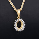 0.13 Carat Genuine White Diamond 14K Yellow Gold Semi Mount Pendant - holds 8x6mm Oval Gemstone-8