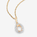 0.13 Carat Genuine White Diamond 14K Yellow Gold Semi Mount Pendant - holds 8x6mm Oval Gemstone-9