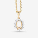 0.13 Carat Genuine White Diamond 14K Yellow Gold Semi Mount Pendant - holds 8x6mm Oval Gemstone-10