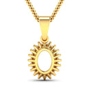 0.13 Carat Genuine White Diamond 14K Yellow Gold Semi Mount Pendant - holds 8x6mm Oval Gemstone-7